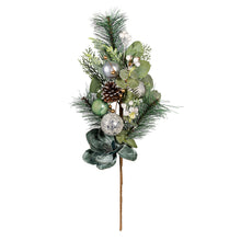 Shades of Green Stem Artificial with Ornaments, 25"H