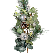 Shades of Green Stem Artificial with Ornaments, 25"H