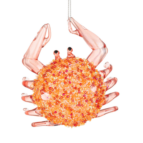 Glass Orange Crab Ornament - 3in