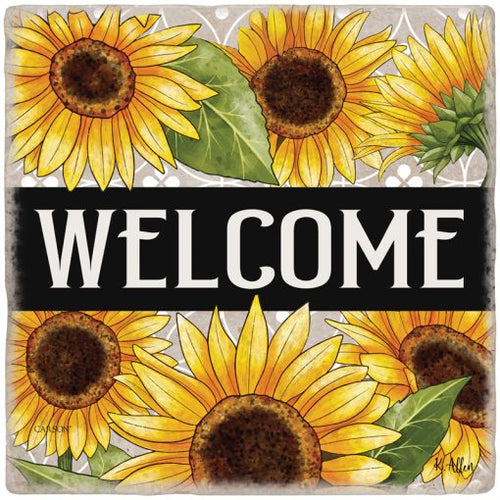 Welcome Sunflowers Travertine Paver