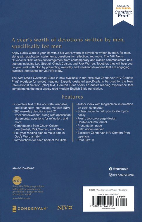 NIV Mens Devotional Bible HC