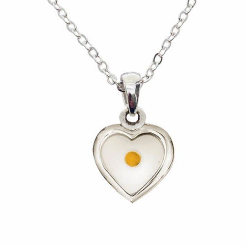 Heart Shaped Mustard Seed Petite Pendant Cabe Chain Necklace