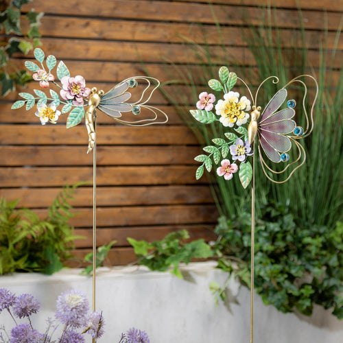 Whimsy Butterfly Metal Garden Stake, 36