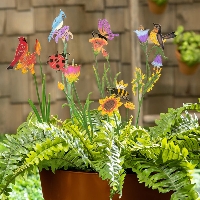 Painted Pollinators Metal Plant Pick, 18"