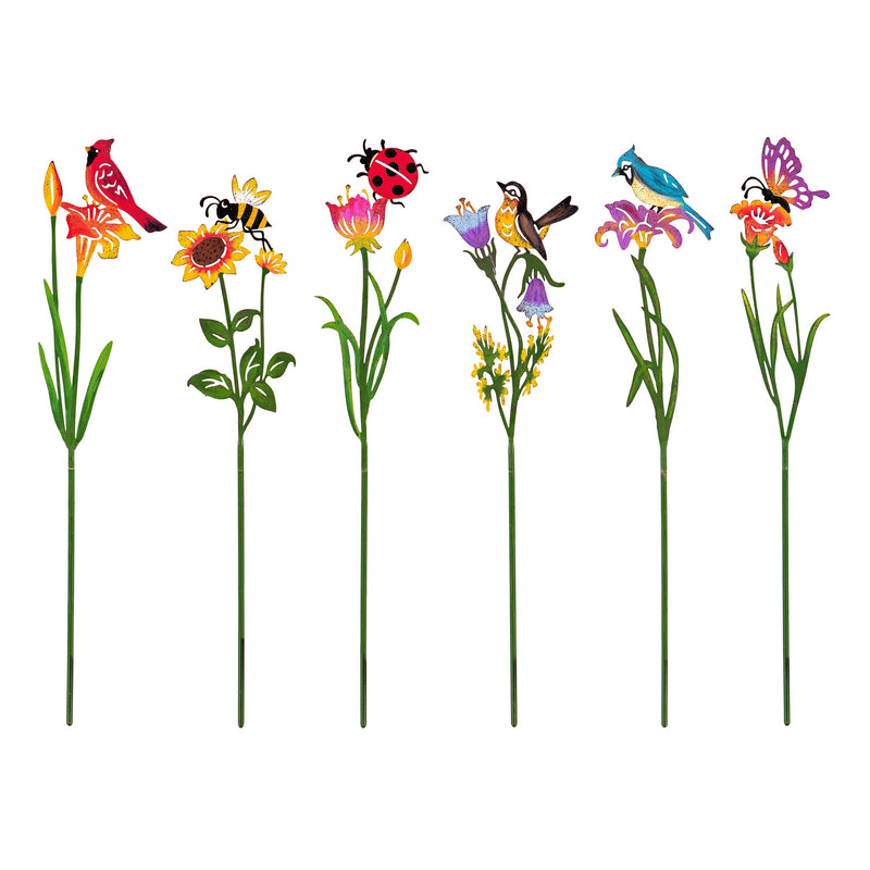 Painted Pollinators Metal Plant Pick, 18"