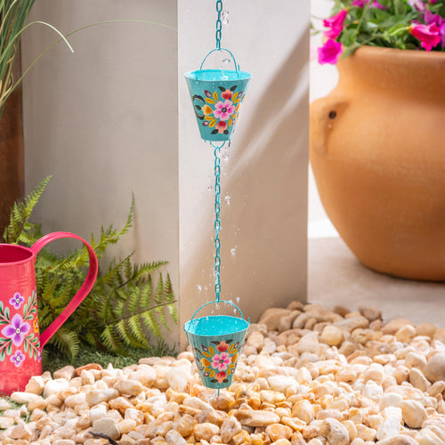 Vibrant Hand-Painted Flower Rain Chain, 72