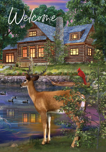 Deer Cabin-Garden Flag