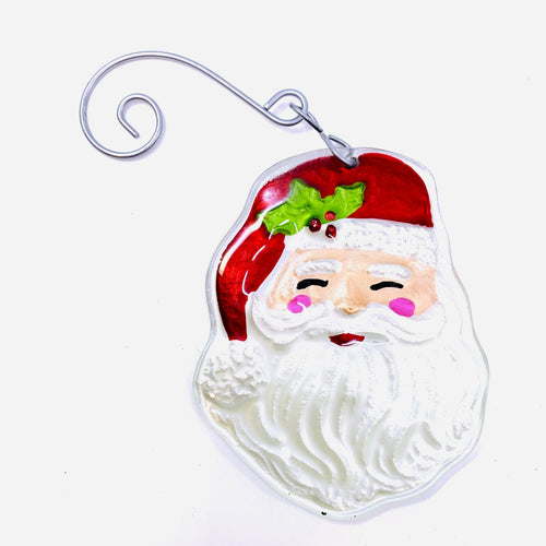 Glass Fusion Ornament 5, Smiling Santa