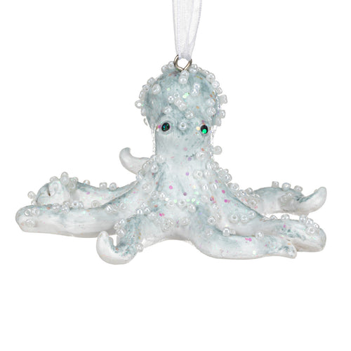 Iridescent Blue Octopus Ornament - 3.5x2in