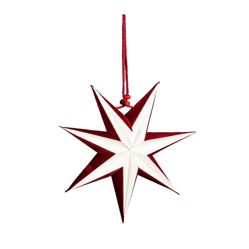 Joyful Traditions Hanging Decor Paper LED Foldable Star with Velvet - Red