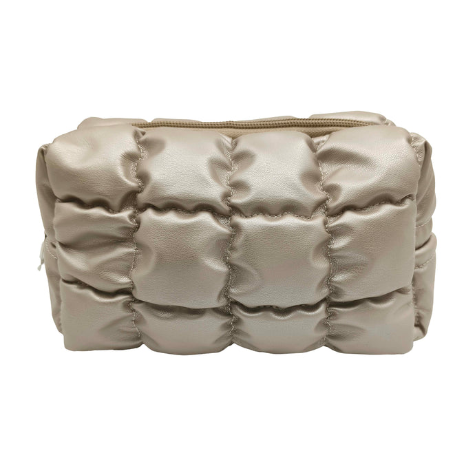 Quilted Puffy Cosmetic Bag Champagne