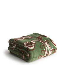 Plush Throw Blanket - Victorian Vines Vineyard Green