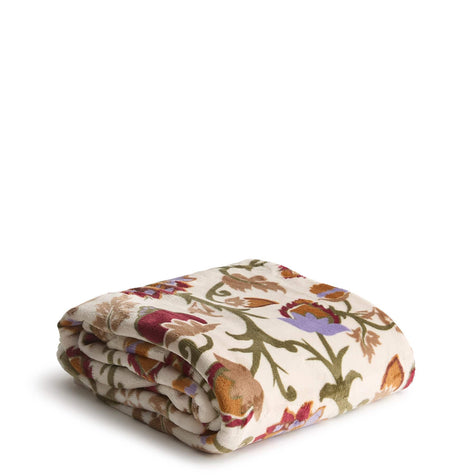 Plush Throw Blanket - Midnight Garden Antique White