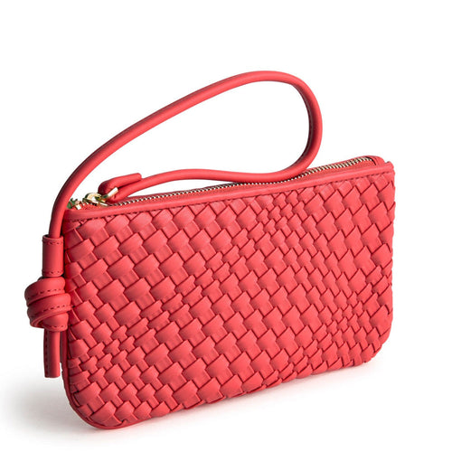 Knotted Wristlet Cayenne in Woven Faux Leather