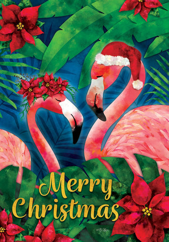 Christmas Flamingos-Garden Flag