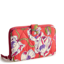 Large Tab Wallet Swirling poppies in Featherweight