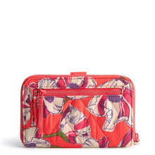 Large Tab Wallet Swirling poppies in Featherweight