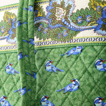 Original Zip Tote Bag Green birds in Premium cotton