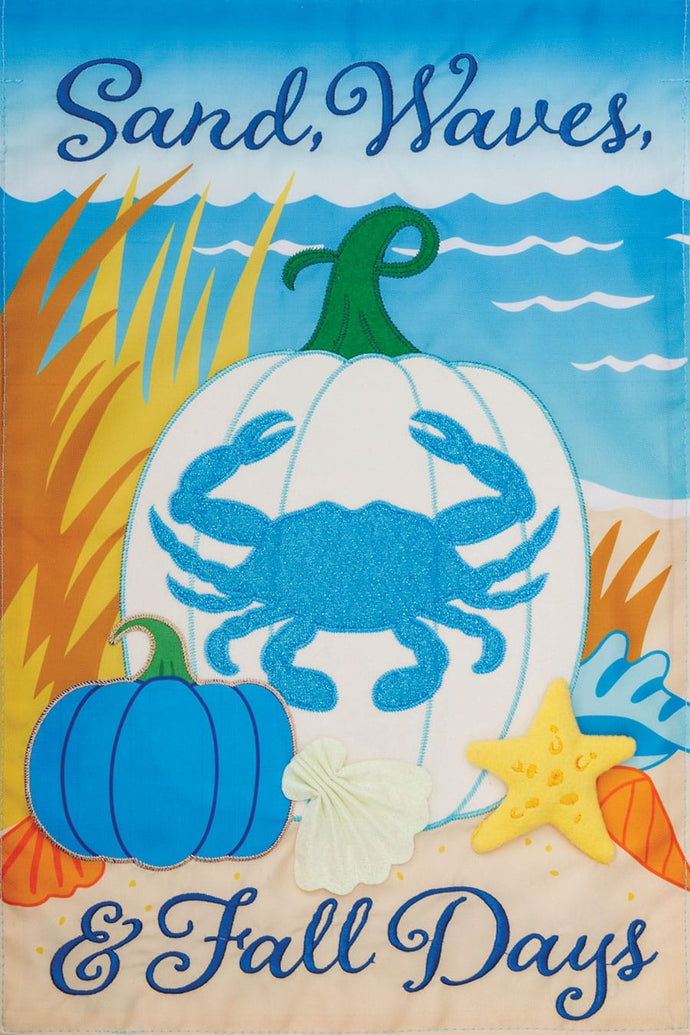 Applique-Crab Pumpkin Garden Flag