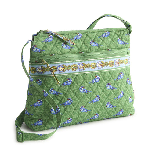 Original Zip Hipster Flowering Paisley Green Birds in Premium Cotton