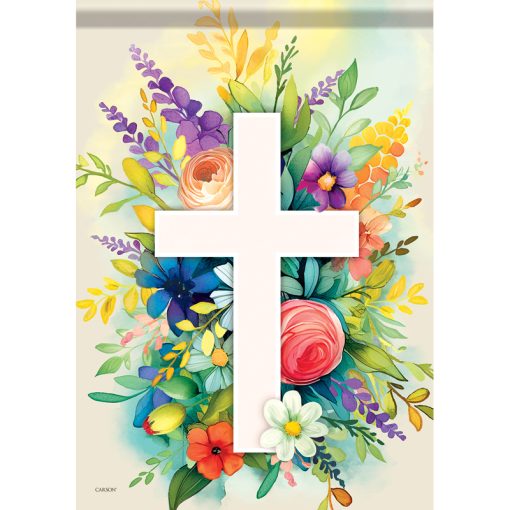 Floral Cross Dura Soft Garden Flag