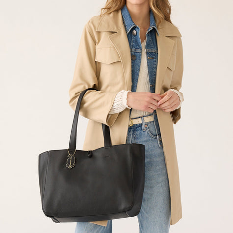 Small Hathaway Tote Bag Moonless Night in Leather