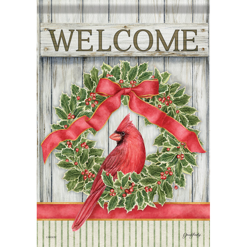 "Rustic Cardinal Wreath" Garden Durasoft™ Flag