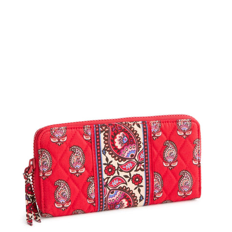 Continental Wallet Flowering Paisley Goji Berry in Premium Cotton