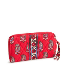 Medium Continental Wallet Flowering Paisley Goji Berry in Premium Cotton