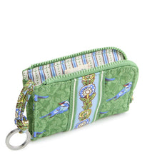 Zip Card Pouch Green Birds in Premium Cotton