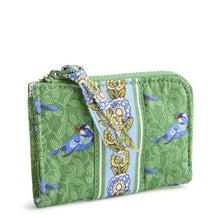 Zip Card Pouch Green Birds in Premium Cotton