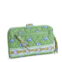 Large Tab Wallet Green Birds in Premium Cotton