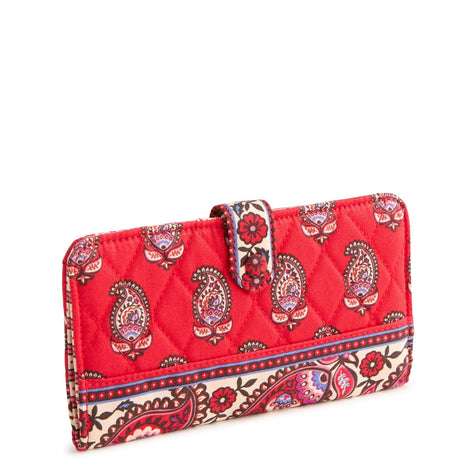 Tab Wallet Flowering Paisley Goji Berry in Premium Cotton