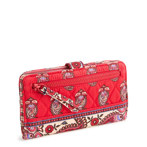 Tab Wallet Flowering Paisley Goji Berry in Premium Cotton