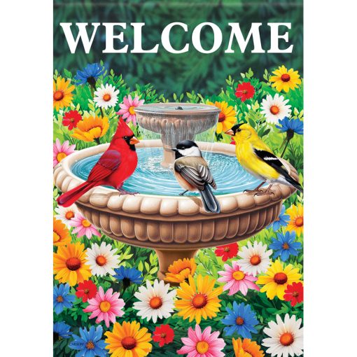 "Bright Birdbath" Dura Soft™ Garden Flag