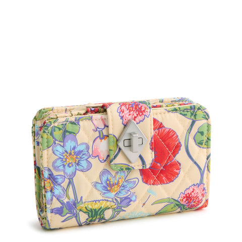 Small Turnlock Wallet All The Pretty Wildflowers in Premium Cotton