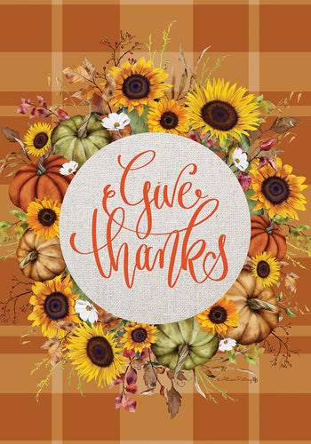 Give Thanks Wreath-Garden Flag