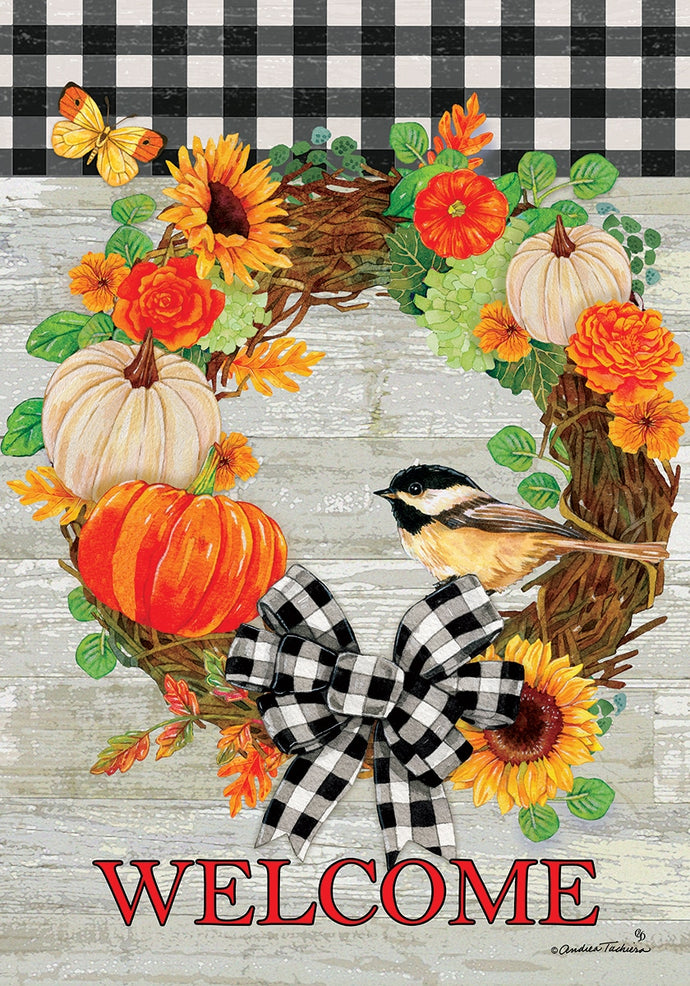 Pumpkin Wreath-Garden Flag