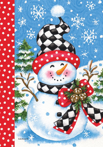 Checkered Snowman-Garden Flag