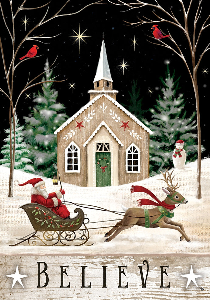 Church and Sleigh-Garden Flag