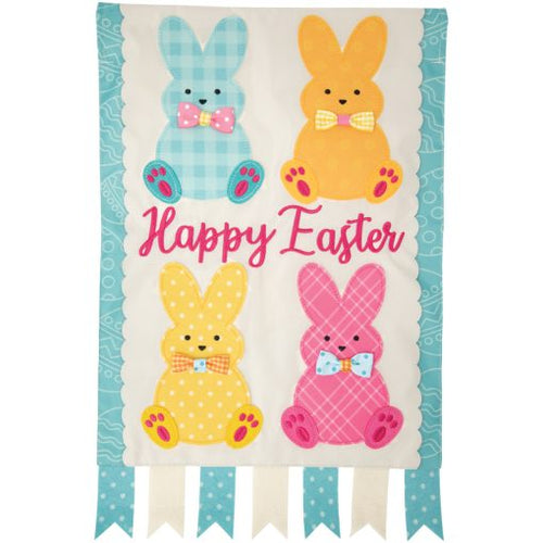 Easter Bunnies Double Applique Garden Flag