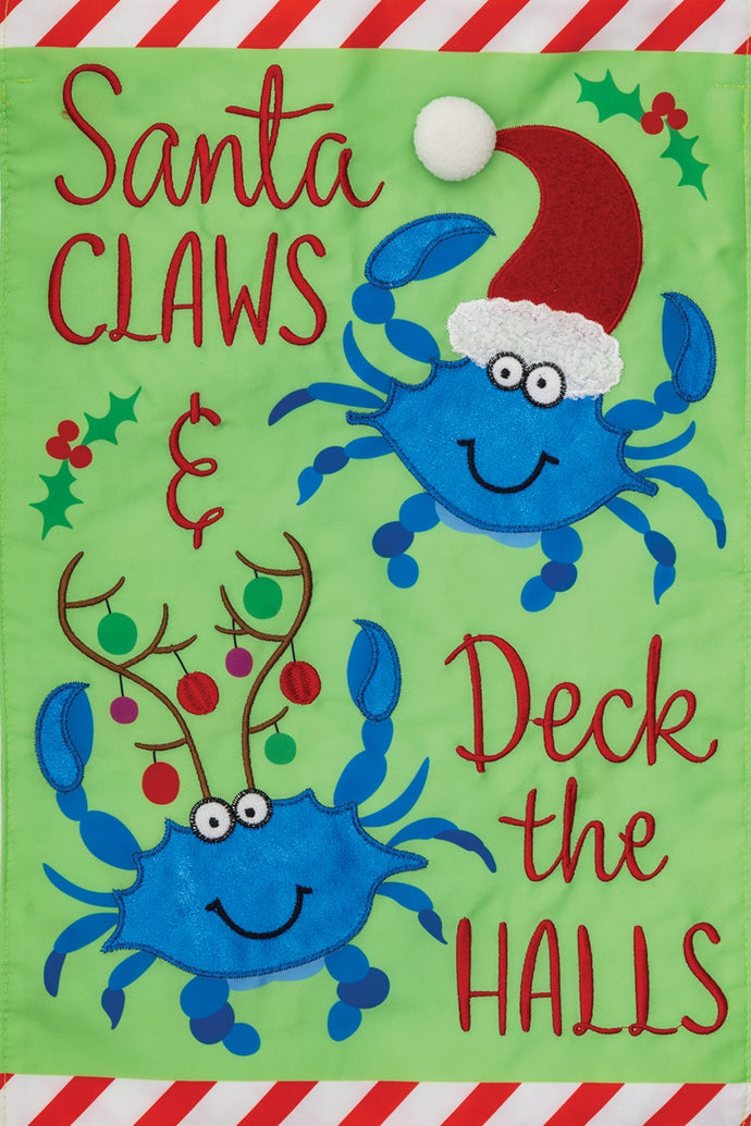 Applique-Christmas Crabs Garden Flag