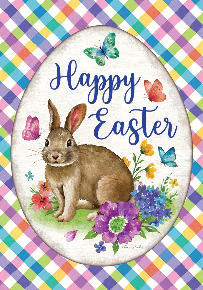 Bunny Plaid-Garden Flag