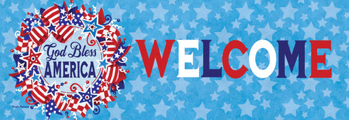 God Bless Wreath-Signature Sign