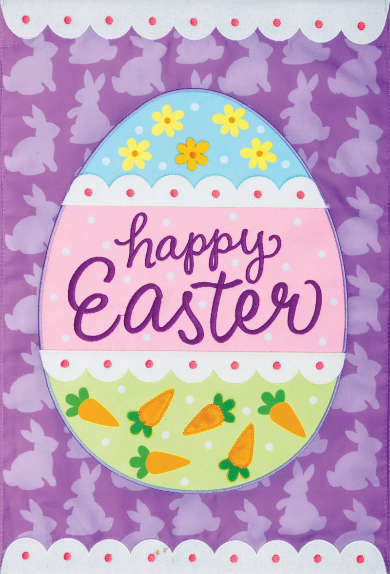 Patterned Easter Egg Applique Garden Flag