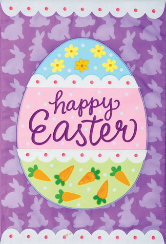 Patterned Easter Egg Applique Garden Flag