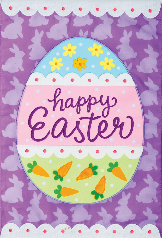 Patterned Easter Egg Applique Garden Flag