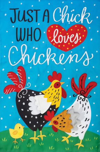 Chicken Chick Applique Garden Flag