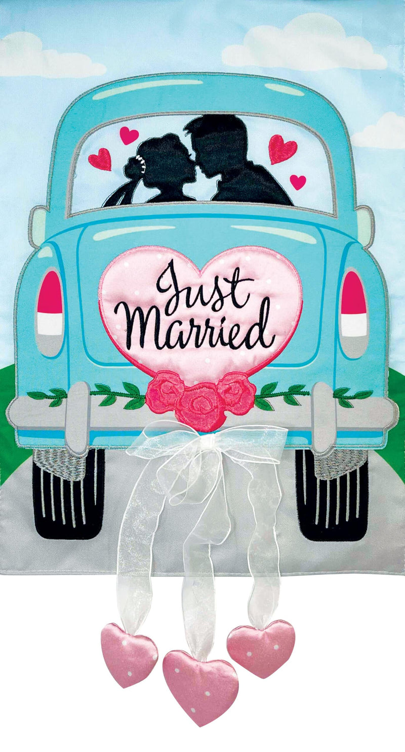 Just Married-Applique Garden Flag