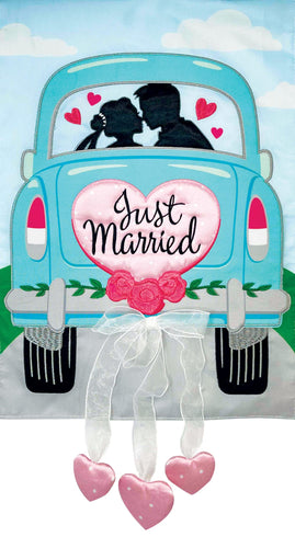 Just Married-Applique Garden Flag